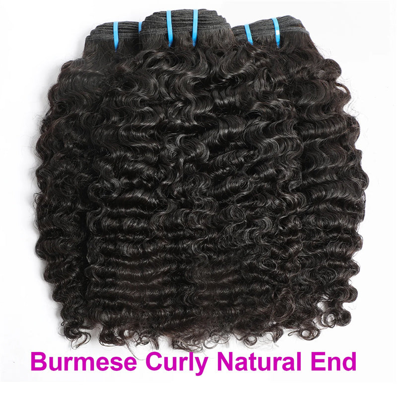 VIPbeauty Burmese Curly 3 Bundles Human Hair With 4x4 Lace Closure