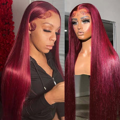 Burgundy Hair 13×4 HD Lace Front Wigs 99J Colored Straight Wig