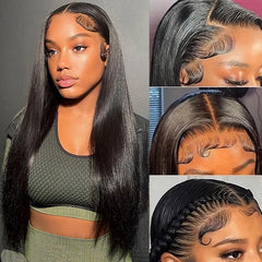 VIPbeauty Hair Straight Lace Front Wigs 13x4 Transparent Lace Frontal Human Hair Wig for Black Women Glueless Wig Pre Plucked with Baby Hair