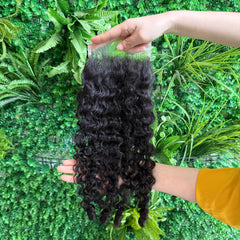 VIPbeauty Burmese Curly Hair Indian Human Hair 3 Bundles With 4x4 Lace Closure