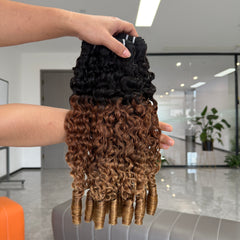 VIPbeauty Burmese Curly 3 Bundles With Lace Closure T1B/30/27 Ombre Human Hair Extensions