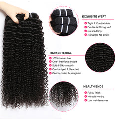 VipBeauty 12A Curly Human Hair 3 Bundles 1B Color