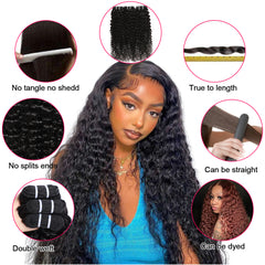 VipBeauty 12A Curly Human Hair 3 Bundles 1B Color