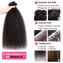 VipBeauty 12A Yaki Straight Human Hair 3 Bundles Extension