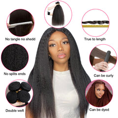 VipBeauty 12A Yaki Straight Human Hair 3 Bundles Extension