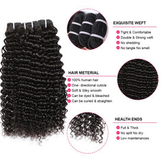 VIPbeauty Curly Wave Bundles With 13x4 Lace Frontal Unprocessed Human Hair Extensions