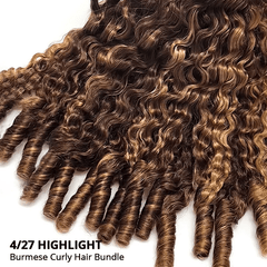 VIPbeauty P4/27 Highlight Burmese Curly Human Hair Bundles 1/3/4PCS Hair Extensions