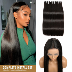 VIPbeauty Straight 13x4 Lace Frontal Cap Unit With Hair Bundles For Full Sew In
