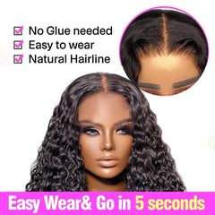 Glueless 5x5 Real HD Lace Wig Ready To Wear Put On And Go Human Hair Wigs Deep Wave Pre Cut Pre Plucked With Baby Hair 180% Density