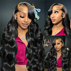 VIPbeauty Body Wave Glueless 13x6 Lace Front Wig Human Hair Pre-Cut Lace Flexi-Fit Drawstring Cap