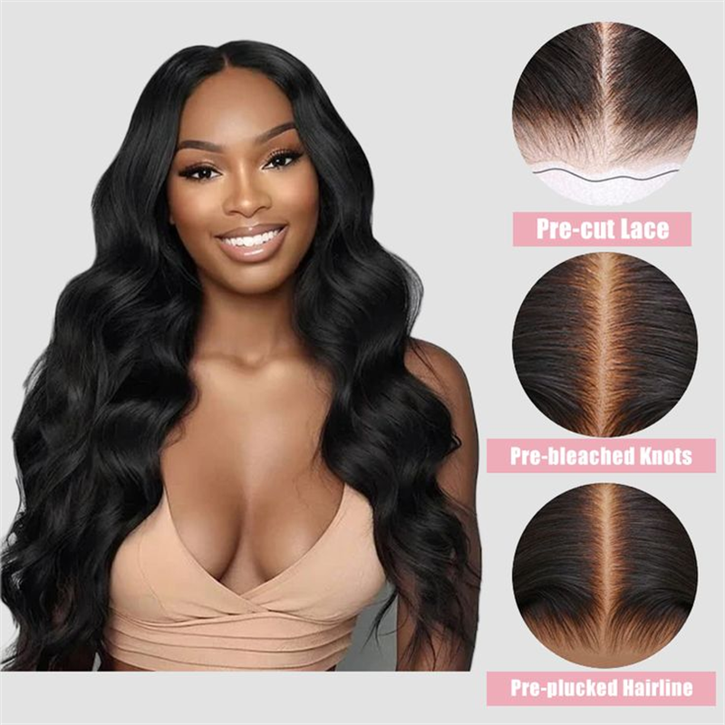 VIPbeauty 13x6 HD Full Lace Wig Body Wave Glueless Wigs Pre-Cut Lace Beginner Friendly