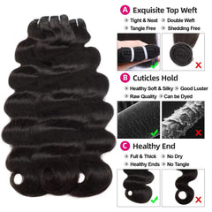Top Grade 100% Raw Indian Virgin Human Hair Body Wave 3 Bundles Human Hair Extensions