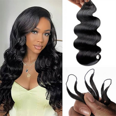VIPbeauty Body Wave Feather Crochet Braids Natural Black Wavy Human Hair Extensions