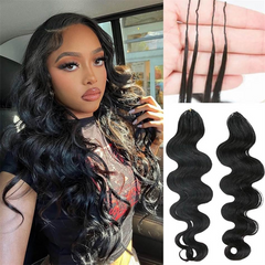 VIPbeauty Body Wave Feather Crochet Braids Natural Black Wavy Human Hair Extensions