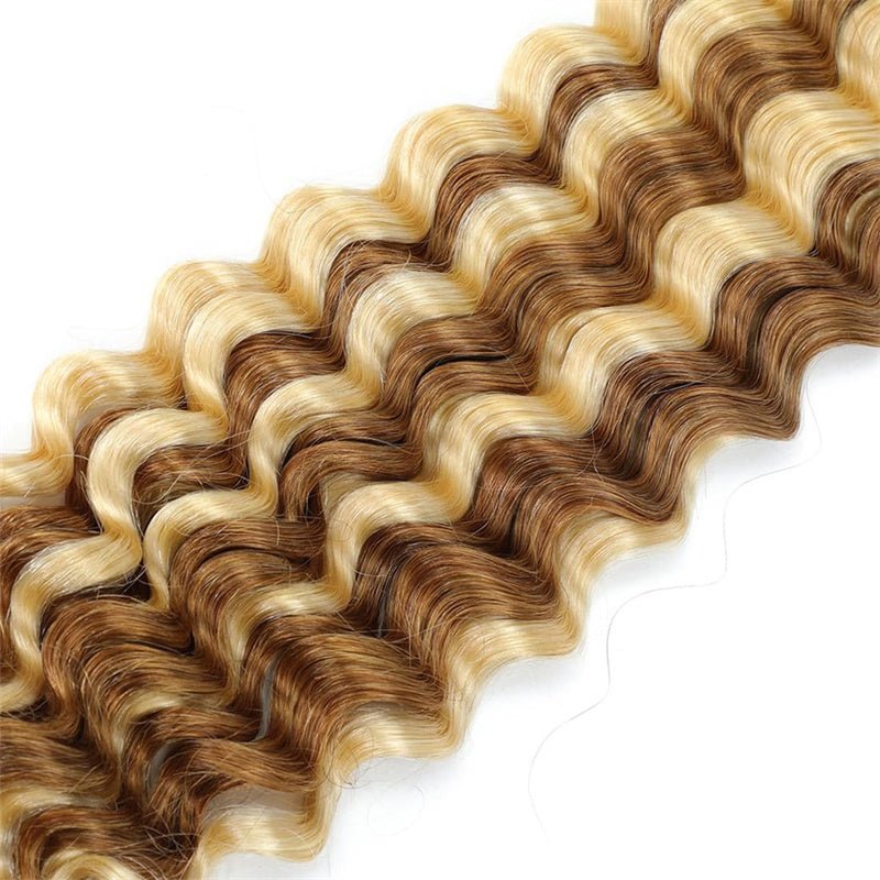 VIPbeauty Human Braiding Hair P27/613 Highlight Deep Wave Bulk Hair for Boho Braids
