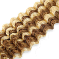 VIPbeauty Human Braiding Hair P27/613 Highlight Deep Wave Bulk Hair for Boho Braids