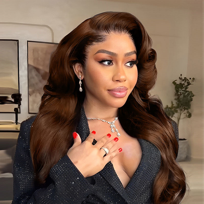 VIPbeauty Lagos M-Hairline #4 Dark Brown Body Wave 13x6 13x4 Lace Front Wigs Human Hair