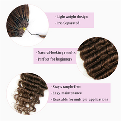 VIPbeauty #4 Deep Wave Human Hair Crochet Braid Hair Extensions