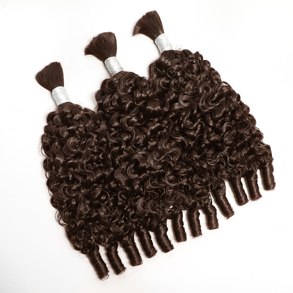 VIPbeauty Boho Braids Burmese Curly Hair Bulk For Braids Chocolate Brown Human Hair Extensions