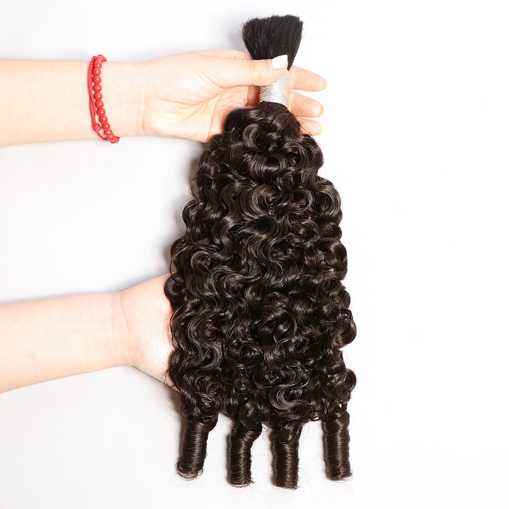 VIPbeauty Boho Braids Burmese Curly Hair Bulk For Braids Chocolate Brown Human Hair Extensions