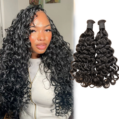 VIPbeauty Boho Braids Indian Curly Natural Black Bulk Hair For Knotless Braids