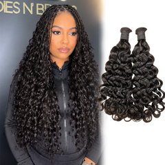 VIPbeauty Boho Braids Indian Curly Natural Black Bulk Hair For Knotless Braids
