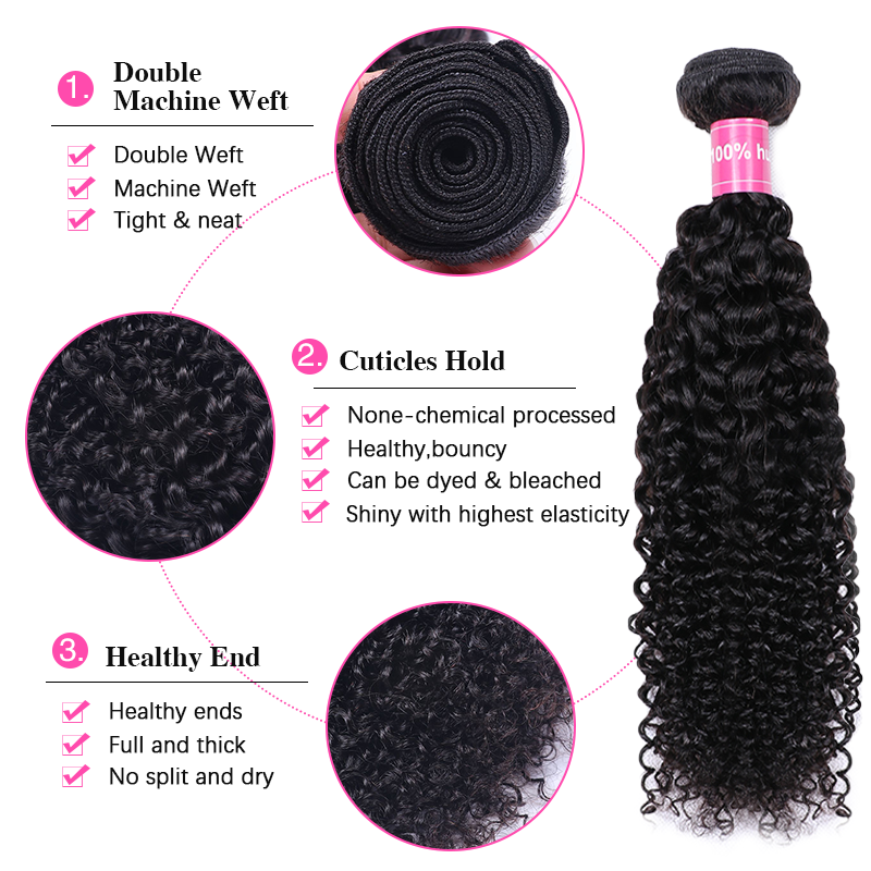 VIPbeauty Curly Wave Bundles With 13x4 Lace Frontal Unprocessed Human Hair Extensions