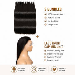 VIPbeauty Straight 13x4 Lace Frontal Cap Unit With Hair Bundles For Full Sew In