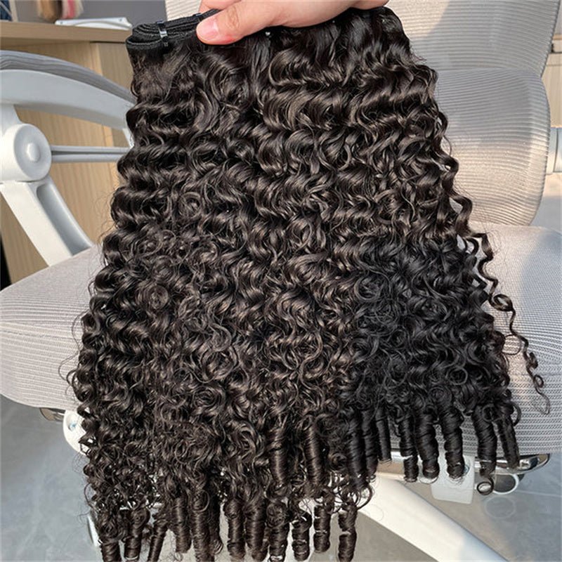 Burmese Curly Hair Indian Human Hair 3 Bundles With 4x4 Lace Closure - VIPbeauty Hair