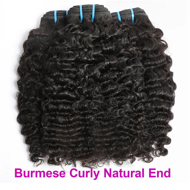 VIPbeauty Burmese Curly Hair 3 Bundles With 5x5 Lace Closure Brazilian Human Hair