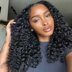 VIPbeauty Burmese Curly 5x5 Lace Closure Human Hair Wigs Natural Black Color