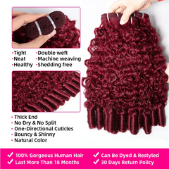 #1B&Burgundy Peekaboo Highlight Hair Burmese Curly Bundles Colored Human Hair