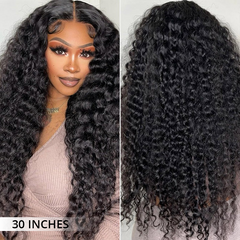 VIPbeauty Super Bouncy Deep Wave Wig 13x6 Full Lace Frontal Wigs HD Transparent Human Hair Wig Pre-Bleached