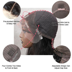 VIPbeauty Short BOB Wig Straight Human Hair 13x4 Transparent Lace Front Bob Wig