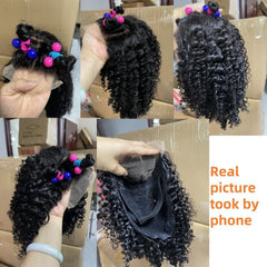 VIPbeauty 10inch 4x4 Lace Closure Kinky Curly 180% Density Hair Wig With Pre plucked Hairline For Children