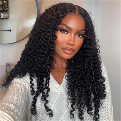 VIPbeauty Invisi-Drawstring Burmese Curly 360 Lace Frontal Wigs Bleached Knots Human Hair Wigs