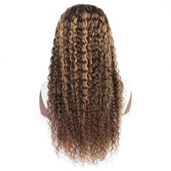 Highlights Curly Wig 13x4 TransparentLace Wig Human Hair P4/27 Color