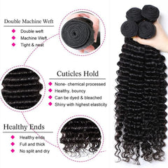 VIPbeauty Deep Wave Bundles With 13x6 Lace Frontal Human Hair Extensions