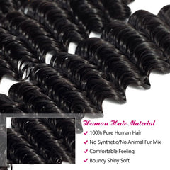VIPbeauty Deep Wave Bundles With 13x4 Lace Frontal Unprocessed Human Hair Extensions