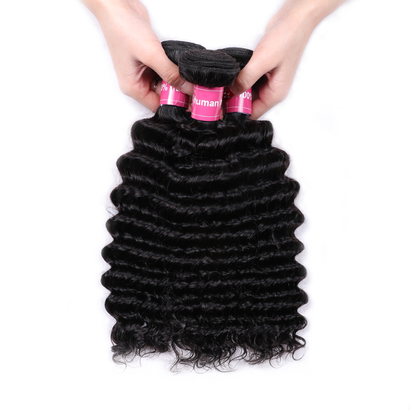 VIPbeauty Deep Wave Human Hair Bundles With 5x5 Lace Closure