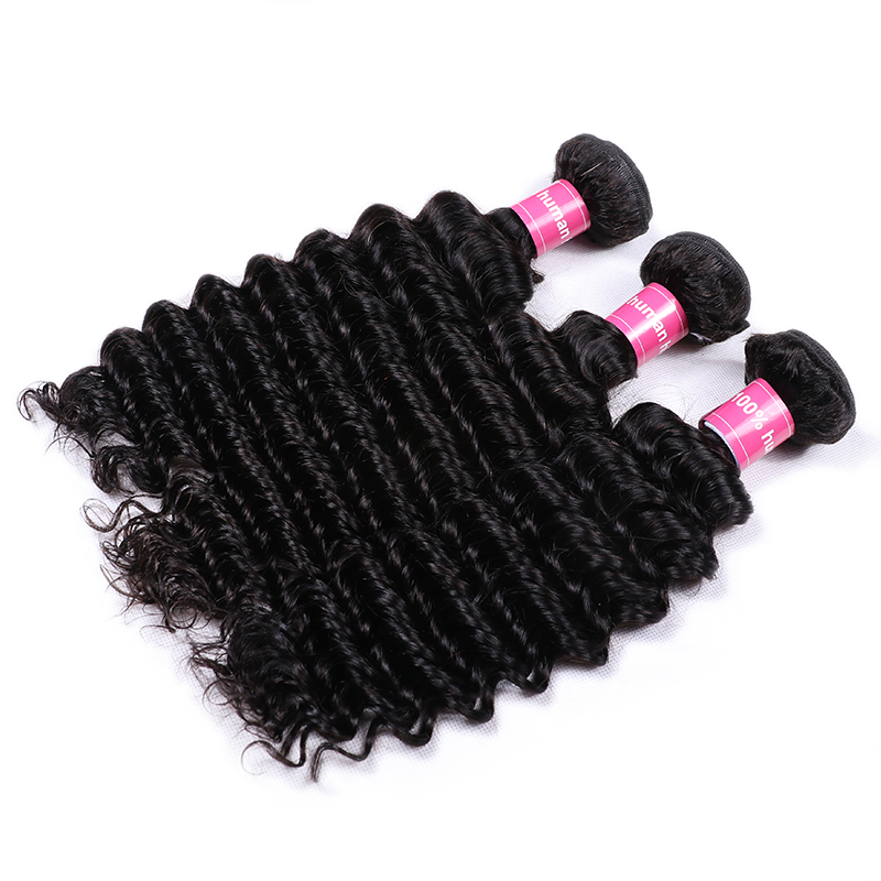 VIPbeauty Deep Wave Human Hair Bundles With 5x5 Lace Closure