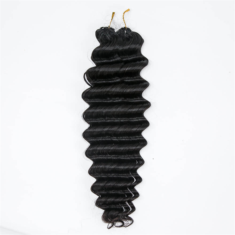 VIPbeauty Soft Deep Wave Feather Crochet Braid Natural Black Human Hair Extensions