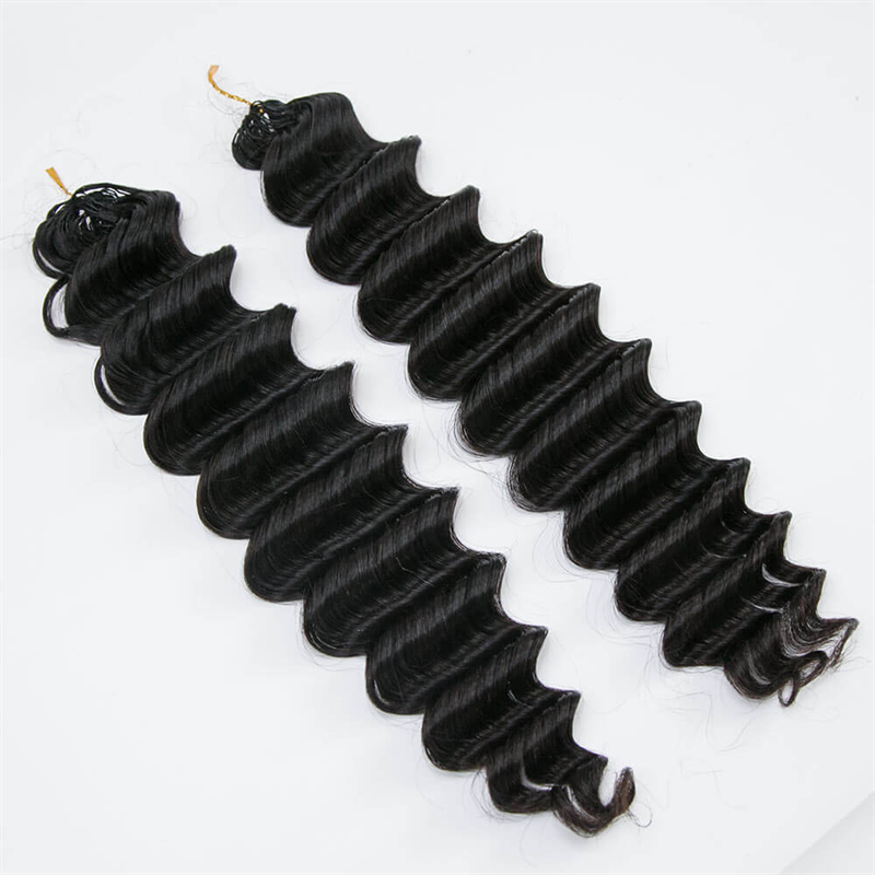 VIPbeauty Soft Deep Wave Feather Crochet Braid Natural Black Human Hair Extensions