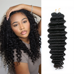VIPbeauty Soft Deep Wave Feather Crochet Braid Natural Black Human Hair Extensions