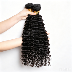 VipBeauty 12A Deep Wave Human Hair Extension Natural Black Color