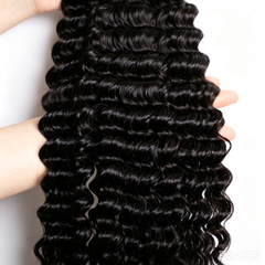 VipBeauty 12A Deep Wave Human Hair Extension Natural Black Color