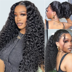 VIPbeauty Deep Wave Invisi-String Snug Fit 360 Lace Frontal Glueless Human Hair Wigs