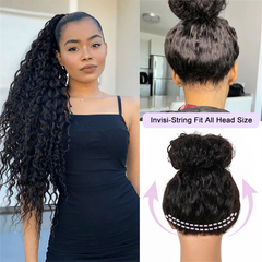 VIPbeauty Deep Wave Invisi-String Snug Fit 360 Lace Frontal Glueless Human Hair Wigs