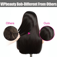 VIPbeauty 13x6 Straight HD Transparent Lace Frontal Human Wig 250% Density 16A Grade Super Double Drawn Human Hair With Pre-Plucked Hairline