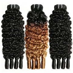 #1B&T1B/30/27 Peekaboo Highlight Hair Burmese Curly Bundles Colored Human Hair